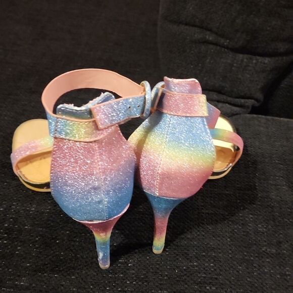 Anne Michelle Ankle Strap Open-Toe Multi Color Platform Heels - Picture 5 of 7